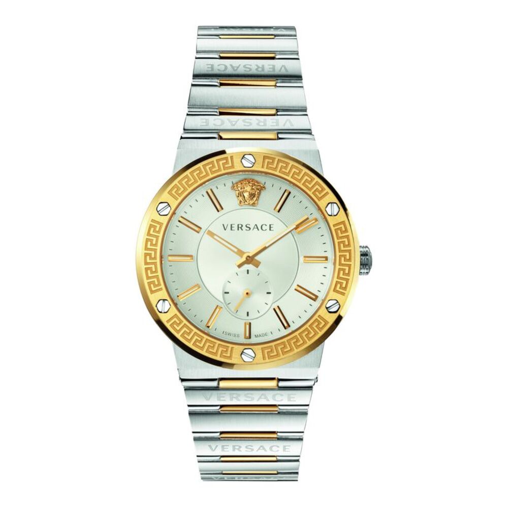 Versace Greca Logo Bracelet Watch Two Tone Mens